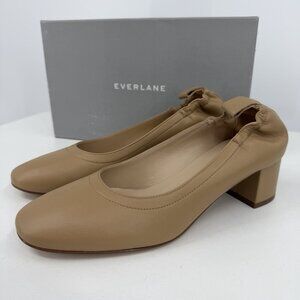 Everlane Italian Leather Day Heel 5.5 Women's Light Taupe Elastic Back Comfort